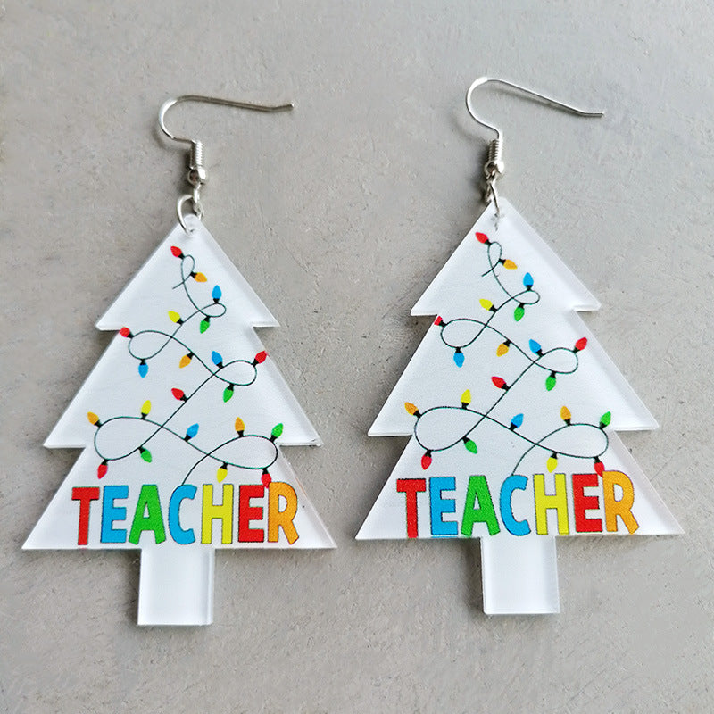 Wholesale 2 Pair/Pack Christmas Lights Round Acrylic Christmas Tree Earrings